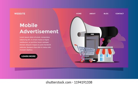 Mobile advertisement concept. Ready to use vector illustration. Suitable for background, wallpaper, landing page, web, banner, card and other creative work.