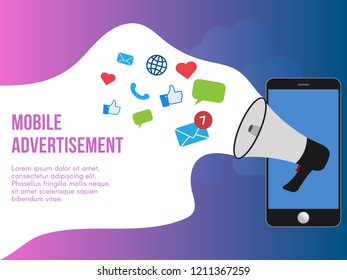 Mobile advertisement concept. Ready to use vector. Suitable for background, wallpaper, landing page, web, banner and other creative work.
