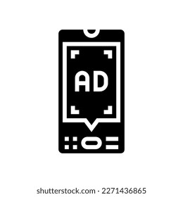vector de icono de glifo de publicidad móvil. signo de publicidad móvil. ilustración de símbolo aislado
