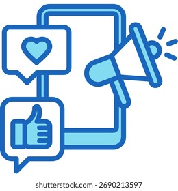 Ilustração de vetor azul do ícone da publicidade móvel