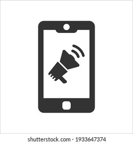 Icono de publicidad móvil, gráficos vectoriales