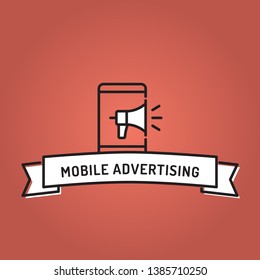 MOBILE ADVERTISING LINE ICON SET