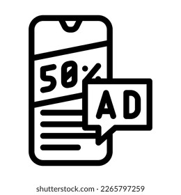 mobile advertising line icon vector. mobile advertising sign. isolated contour symbol black illustration