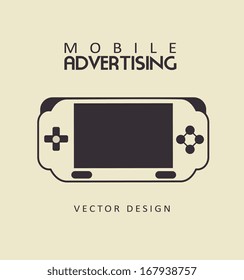 mobile advertising over beige background vector illustration 