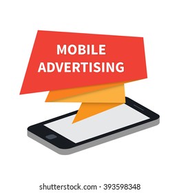 Mobile advertising. Phone ads. Flat vector illustration