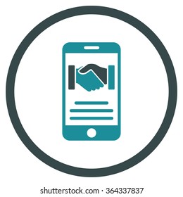Mobile Agreement vector icon. Style is bicolor flat circled symbol, soft blue colors, rounded angles, white background.