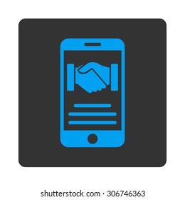 Mobile Agreement vector icon. This flat rounded square button uses white and gray colors and isolated on a white background.