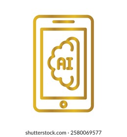 Mobile Ai Brain Color gradient illustration vector icon which can easily modify or edit 