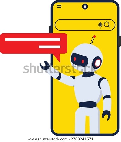Mobile AI Chatbot Assistant and Messaging Concept Vector