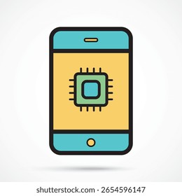Mobile AI Chip icon – Portable Smart AI Chipset Icon, Vector Illustrator