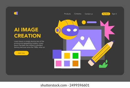 Mobile AI concept. An illustration showcasing artificial intelligence in digital design featuring icons and graphics. Interface innovation, creative AI technology. Vector illustration.