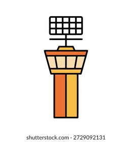 Torre móvel de controle de tráfego aéreo montada em caminhão ilustração vetor plana