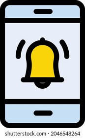 icono de color de línea vector de alarma móvil