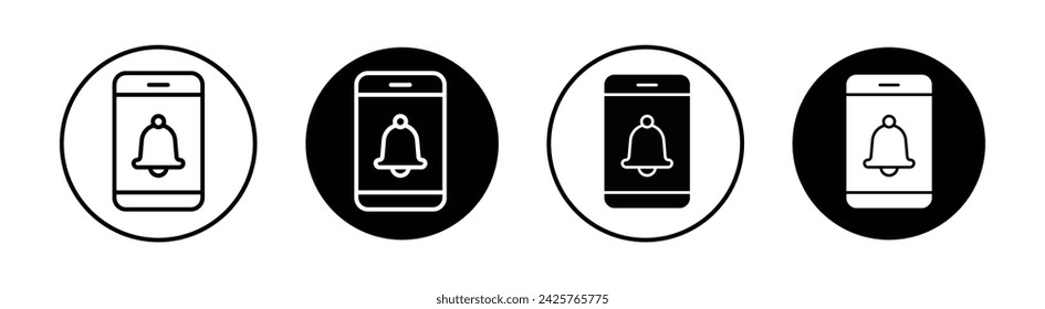 Mobile alarm vector line icon illustration.