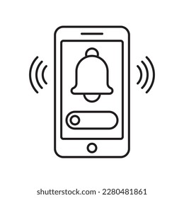 Mobile Alarm Vector Outline icon Design illustration. Mobile Technology Symbol on White background EPS 10 File