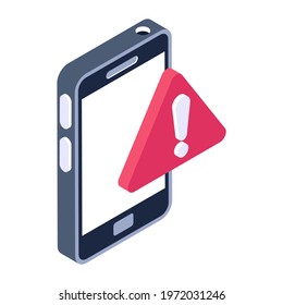 Mobile alert icon in isometric design 
