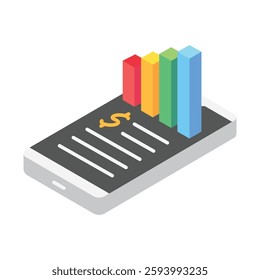Mobile Analysis isometric 3d, mini illustration icon, use for modern concept, UI or UX kit, web and app development. related to business, finance, economy.