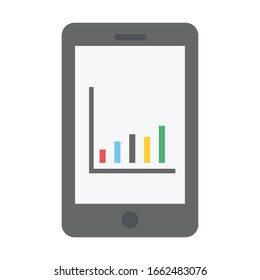 mobile analytics flat vector icon 