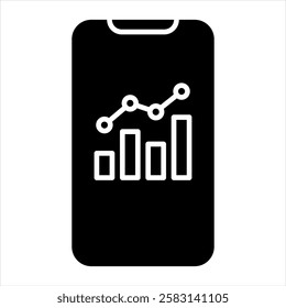 Mobile Analytics Glyph Icon Vector Illustration