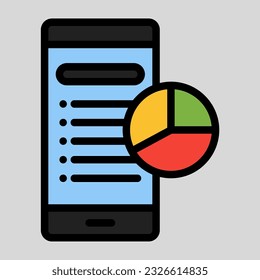 Mobile Analytics-Symbol in vollem Line-Stil, Verwendung für Website-Mobile-App-Präsentation