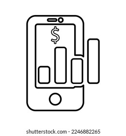 Icono De Mobile Analytics En Estilo De Línea