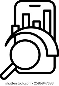 Mobile Analytics Icon Line Vector Illustration