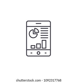 Mobile analytics linear icon concept. Mobile analytics line vector sign, symbol, illustration.