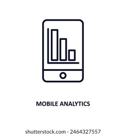 mobile analytics outline icon.  Thin line icon from business and analytics collection. Editable vector isolated on white background