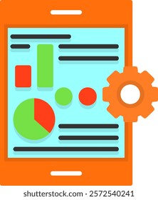 Mobile app analytics Flat Style Icon Design