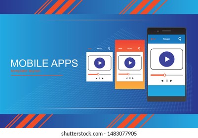 Mobile App Android Flat Interface. Easy-edit layered vector file