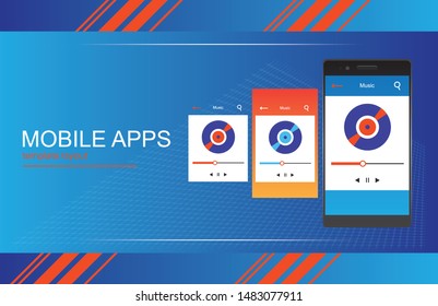 Mobile App Android Flat Interface. Easy-edit layered vector file