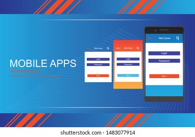 Mobile App Android Flat Interface. Easy-edit layered vector file