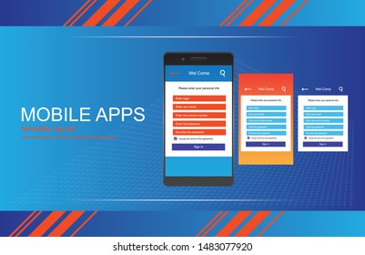 Mobile App Android Flat Interface. Easy-edit layered vector file