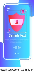 mobile app antimalware protection shield data privacy security concept vertical