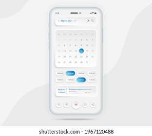 Mobile app calendar planner concept, Activity calendar template UI UX, Smartphone calendar schedule agenda annual planning meeting application, Calendar events, Appointment, Event app, Vector phone