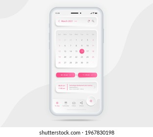 Mobile app calendar planner concept, Activity calendar template UI UX, Smartphone calendar schedule agenda annual planning meeting application, Calendar events, Appointment, Event app, Vector phone