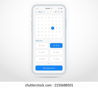 Mobile app calendar planner concept, Appointment calendar template UI UX, Smartphone calendar schedule agenda annual planning meeting application, Calendar events, Activity, Event app, Vector phone