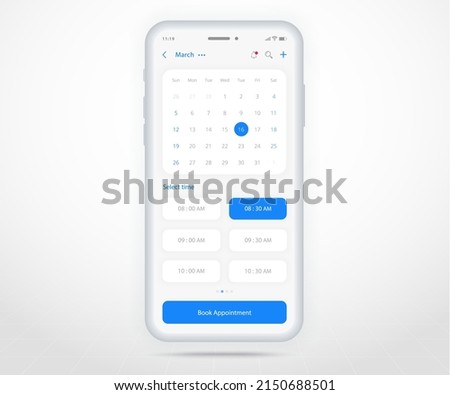 Mobile app calendar planner concept, Appointment calendar template UI UX, Smartphone calendar schedule agenda annual planning meeting application, Calendar events, Activity, Event app, Vector phone