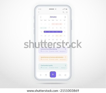 Mobile app calendar planner concept, Appointment calendar template UI UX, Smartphone calendar schedule agenda annual planning meeting application, Calendar events, Activity, Event app, Vector phone