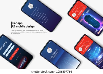 
Mobile app car   for responsive or website with different GUI layout including Login, Create Account, Profile. HUD, UI, KIT