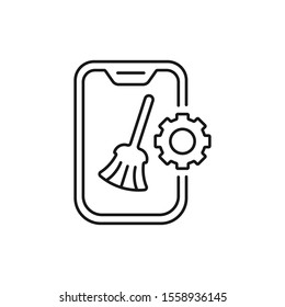 mobile app cleaning - minimal line web icon. simple vector illustration. concept for infographic, website or app.