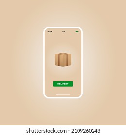 Mobile app concept for online delivery with a smartphone. Vector illustration