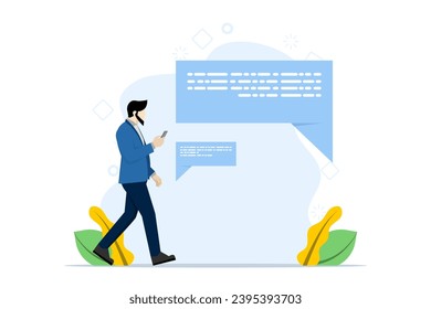 Mobile App-Konzept für sichere Instant Messaging, Online-Chat, Charaktere, die Smartphone halten und Nachrichten senden und empfangen. und Datenschutz. Moderne flache Vektorgrafik für Poster, Banner.