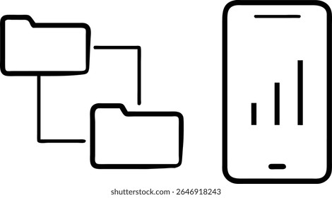Design de aplicativo móvel que apresenta sincronização de dados e gerenciamento de arquivos eficientes.