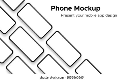 Mobile App Design Smartphone Mockup With Space for Text Isolated on White Background. Vector Illustration