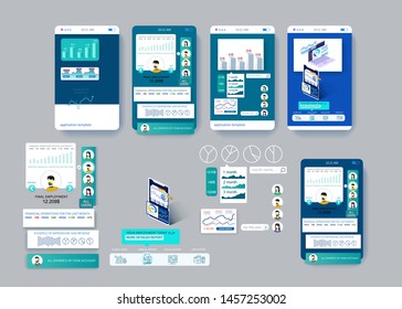 Mobile App-Design. Statistische und analytische Daten zu Ihren Einnahmen und Finanztransaktionen. Detaillierte flache Abbildung. Infografiken und Visualisierung