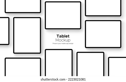 Mobile App Design, Tablet Computer Mockup, Isolated on White Background. Vector Illustration