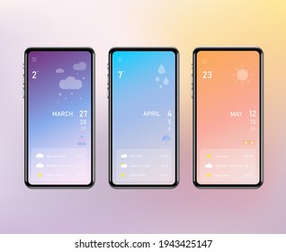 mobile app design. weather. realistic smartphone. weather. app design. vector 