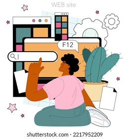 Mobile app developer online service or platform. Smartphone application interface design for different platforms. Website. Vector flat illustration