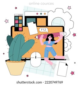 Mobile app developer online service or platform. Smartphone application interface design for different platforms. Online course. Vector flat illustration